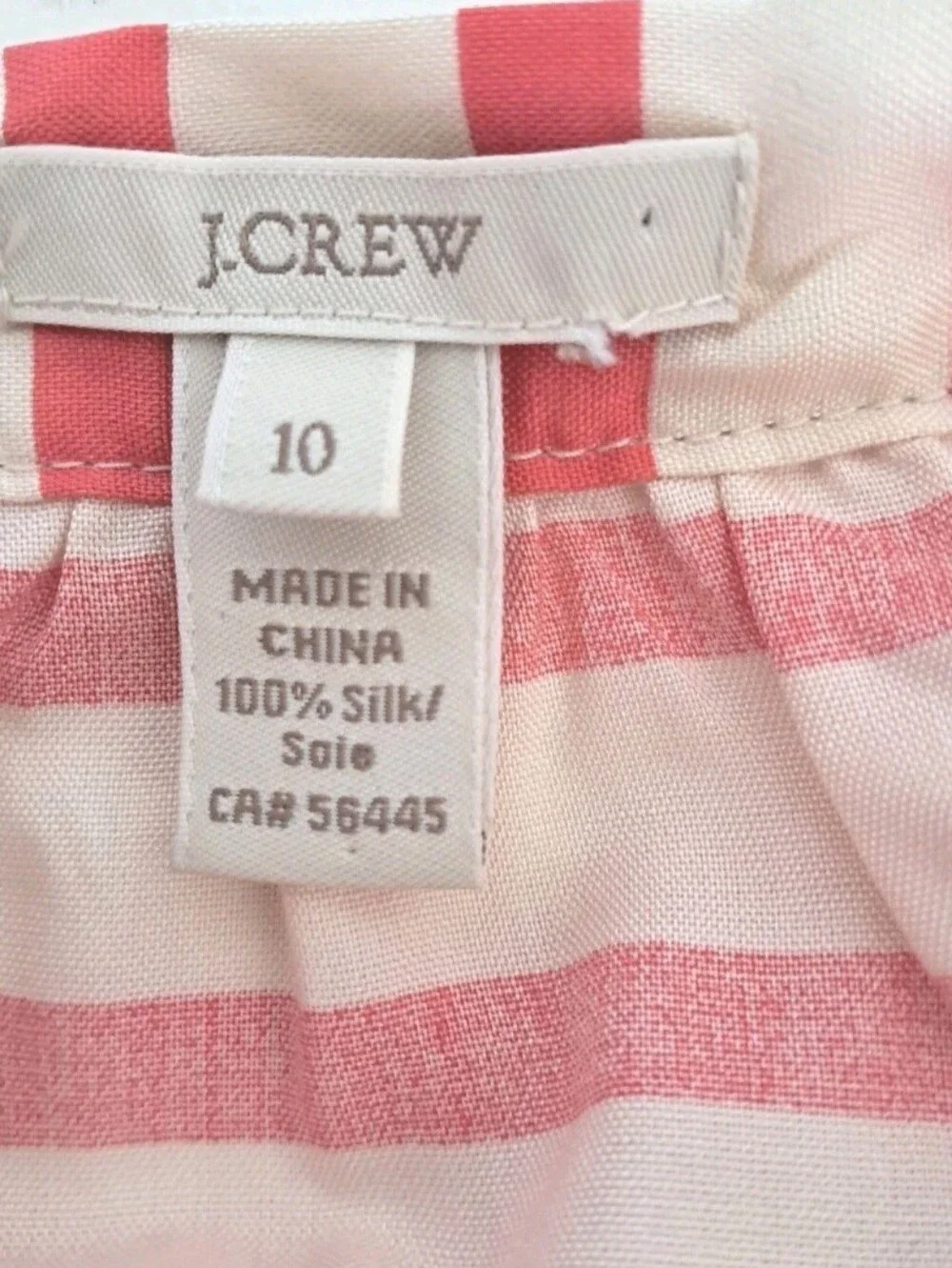 J. Crew 100% Silk Sleeveless Coral Bow Top